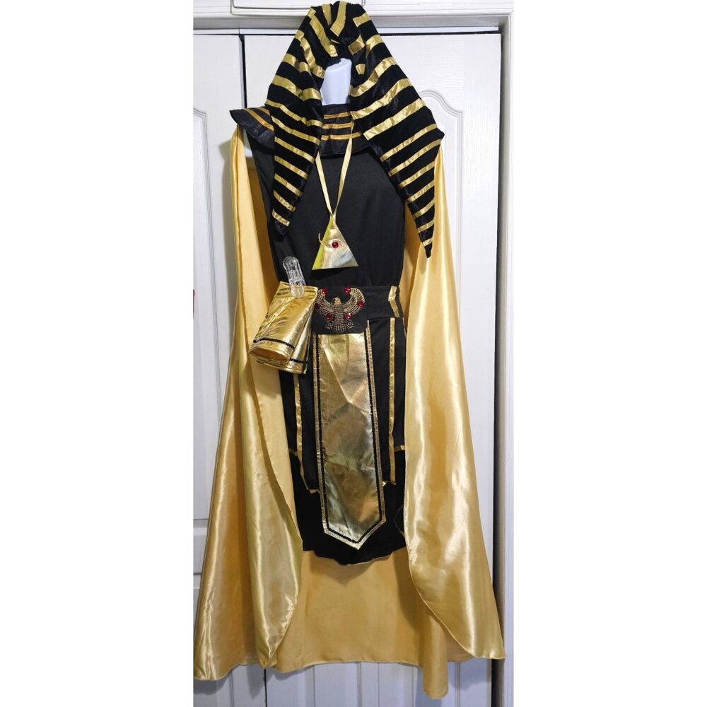 Egyptian Pharaoh King of Egypt Men's Costume Ancient Ruler Gold Black Halloween